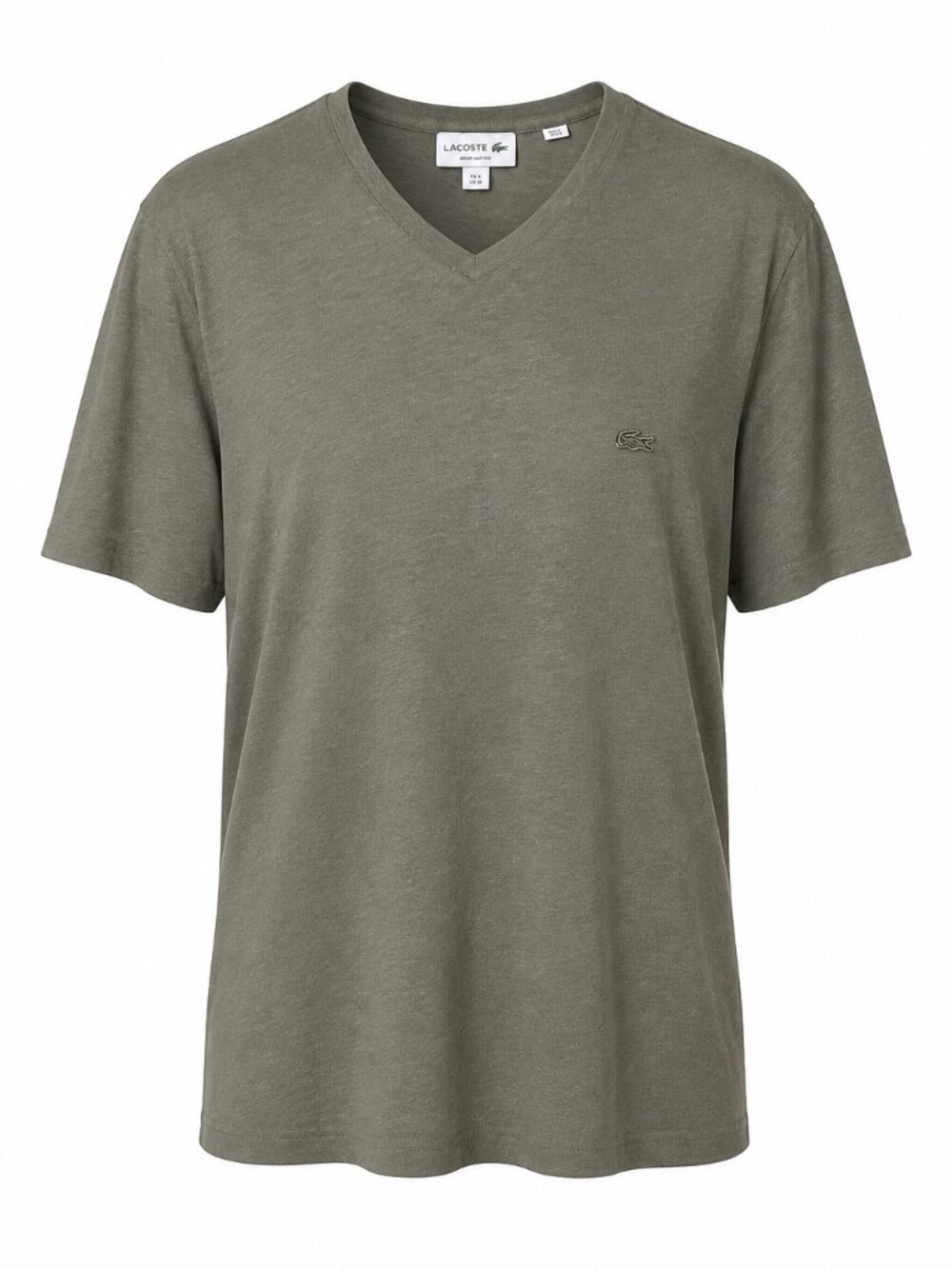 Lacoste Olive Green V Neck Casual Short Sleeve Shirt Medium